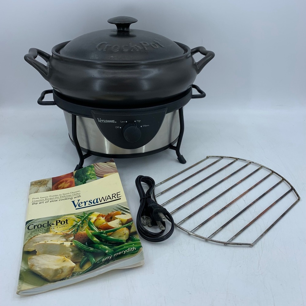 Vtg Crock-Pot Versaware Slow Cooker Stoneware Pot Recipe Book Works Clean
